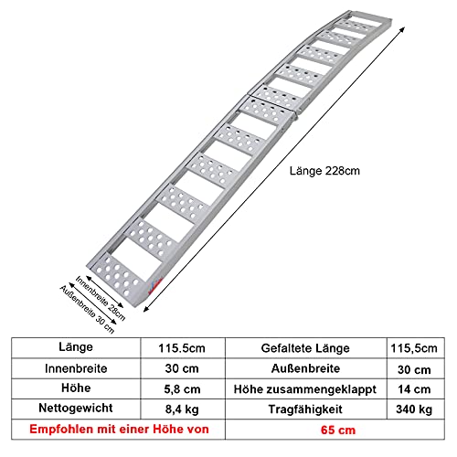 LIEKUMM Rampa plegable para todoterrenos, rampa individual de alimunio, camión, motocicleta, tienda, capacidad de carga (AR4050)