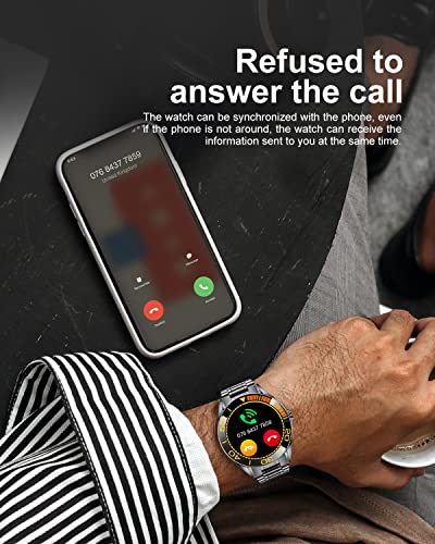 LIGE Reloj Inteligente Hombre de 1,3'', Monitor de Actividad con Pantalla Táctil, Monitor de Frecuencia Cardíaca, Resistente al Aagua IP67, Reloj de Aacero Inoxidable con Cronómetro para Android iOS