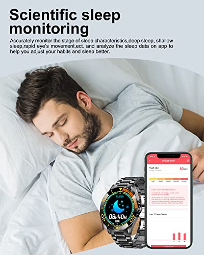 LIGE Reloj Inteligente Hombre de 1,3'', Monitor de Actividad con Pantalla Táctil, Monitor de Frecuencia Cardíaca, Resistente al Aagua IP67, Reloj de Aacero Inoxidable con Cronómetro para Android iOS