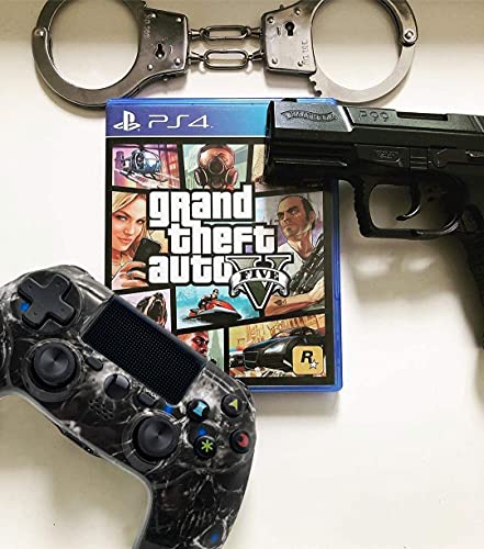 Lioeo Mando para PS4 Inalambricos, Mando para PS4 Gamepad de Doble Vibración Shcok Six-Axis con Touch Pad y Conector de Audio para Playstation 4 / PS3 / PC (Cráneo Negro)