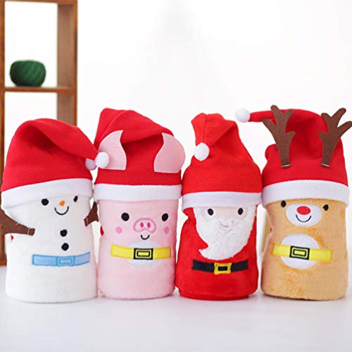 LIOOBO 1 PC Manta de Franela Navidad Tiro con Sombrero de Cerdo Super Suave Manta de Franela de Dibujos Animados para los niños Que Duermen Manta de Mascota