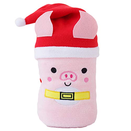 LIOOBO 1 PC Manta de Franela Navidad Tiro con Sombrero de Cerdo Super Suave Manta de Franela de Dibujos Animados para los niños Que Duermen Manta de Mascota