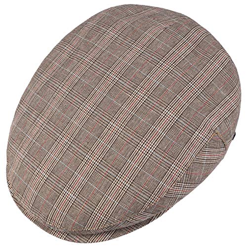 LIPODO Gorra con Cuadros Devron Hombre - Made in Italy de algodón Gorro Ivy Visera, Forro Primavera/Verano - 62 cm Beige