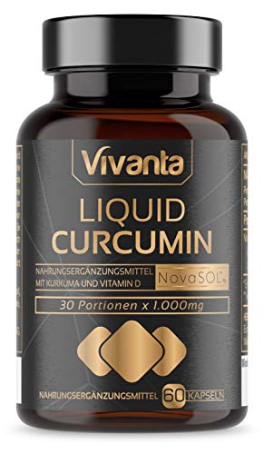 Liquid Curcumin - 60 cápsulas | Cúrcuma líquida con 185x Biodisponibilidad curcumina | 500 mg de NovaSOL por cápsula