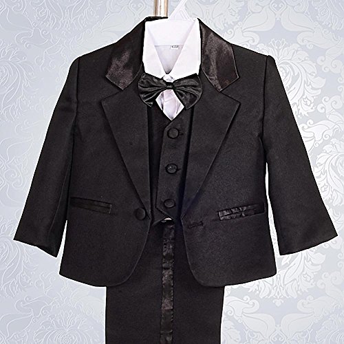 Lito Angels - Trajes para Bebe niño de Vestir Elegante Negro, Conjunto de 5 Piezas de Traje Formal para Boda, Fiesta, Ceremonia y ocasión Especial, Tamaño 18 a 24 Meses