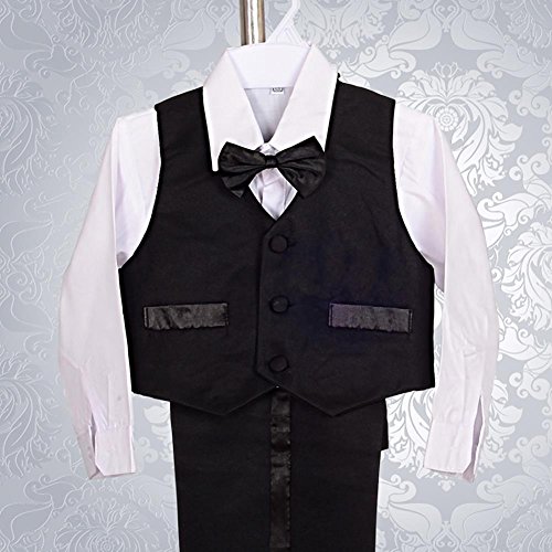 Lito Angels - Trajes para Bebe niño de Vestir Elegante Negro, Conjunto de 5 Piezas de Traje Formal para Boda, Fiesta, Ceremonia y ocasión Especial, Tamaño 18 a 24 Meses