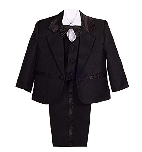 Lito Angels - Trajes para Bebe niño de Vestir Elegante Negro, Conjunto de 5 Piezas de Traje Formal para Boda, Fiesta, Ceremonia y ocasión Especial, Tamaño 18 a 24 Meses