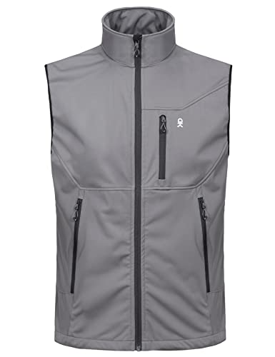 Little Donkey Andy Chaleco ligero Softshell para hombre, chaqueta sin mangas a prueba de viento para viajes, senderismo, correr, golf, gris, XXL