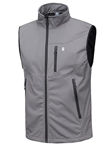 Little Donkey Andy Chaleco ligero Softshell para hombre, chaqueta sin mangas a prueba de viento para viajes, senderismo, correr, golf, gris, XXL