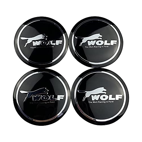 LIUSHI Tapacubos Emblema de la Rueda de automóvil para Ford Wolf Racing Wheel Pegatinas para Focus 2 3 Mondeo Mustang Fiesta Edge Kuga Range ECOSPORT 4PCS HUB Centro Emblem Caps Cubierta Central