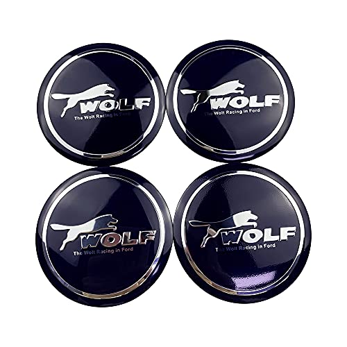 LIUSHI Tapacubos Emblema de la Rueda de automóvil para Ford Wolf Racing Wheel Pegatinas para Focus 2 3 Mondeo Mustang Fiesta Edge Kuga Range ECOSPORT 4PCS HUB Centro Emblem Caps Cubierta Central