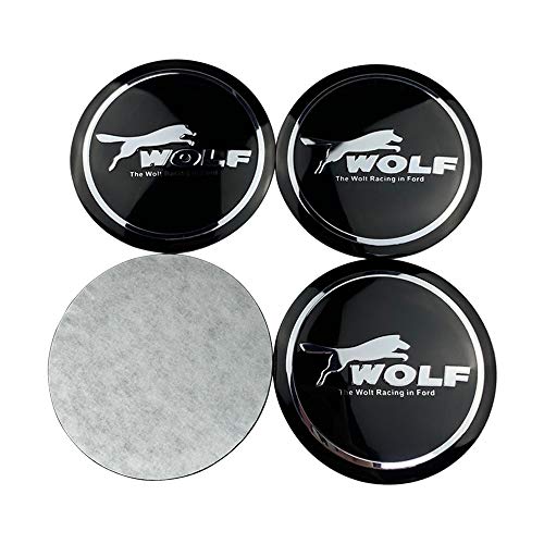 LIUSHI Tapacubos Emblema de la Rueda de automóvil para Ford Wolf Racing Wheel Pegatinas para Focus 2 3 Mondeo Mustang Fiesta Edge Kuga Range ECOSPORT 4PCS HUB Centro Emblem Caps Cubierta Central