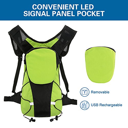 Lixada 5L Ligero Mochila Reflectante con LED de Señal de Luz Deporte Bolsa de Seguridad de Engranaje para Ciclismo en Marcha