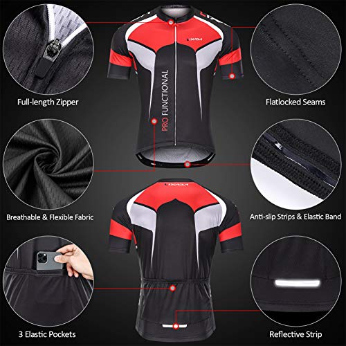 Lixada Maillot Ciclismo Hombre Transpirable Secado Rápido de Manga Corta y Culotte Corto Acolchado para MTB Ciclismo de Carretera