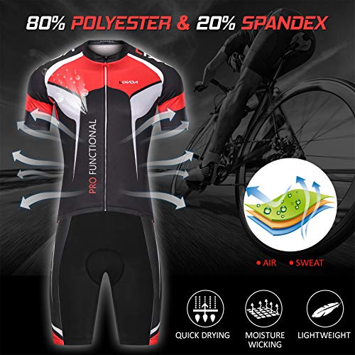 Lixada Maillot Ciclismo Hombre Transpirable Secado Rápido de Manga Corta y Culotte Corto Acolchado para MTB Ciclismo de Carretera