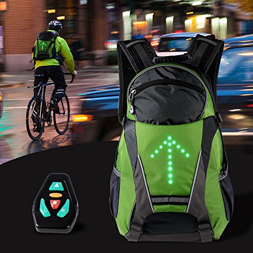 Lixada Mochila de Ciclismo 18L con Luz de Señal LED Mochila Reflectante para Seguridad de Ciclismo,Correr, Acampada en Noche