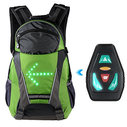 Lixada Mochila de Ciclismo 18L con Luz de Señal LED Mochila Reflectante para Seguridad de Ciclismo,Correr, Acampada en Noche