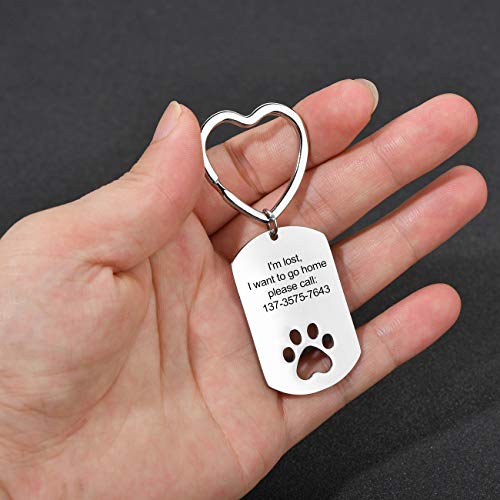 Llavero Personalizado Forma de Pata de Perro con Nombre Grabado de Llavero de Acero Inoxidable Mujer Regalo para el Cumpleaños del Aniversario