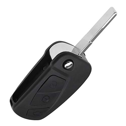 Llavero plegable con 3 botones con llave sin cortar en blanco compatible con mando a distancia KA, accesorios de repuesto negro