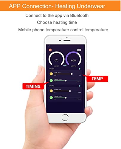 LLLZM Conjunto de Ropa Interior Trmica Calefactables,Conjunto de Ropa Interior Trmica USB Calefactable,App Control Temperature Ropa,para Motocicleta, Caza Sin Banco de energa