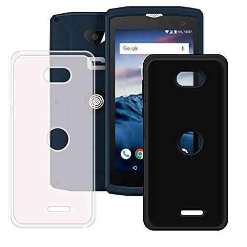 LMLQSZ Funda para Crosscall Action-X3 (5,0"), Negro + Translúcido Suave Silicona TPU Delgado Flexible Shell Cover Caso Bumper Anti-Golpes Carcasa Case.