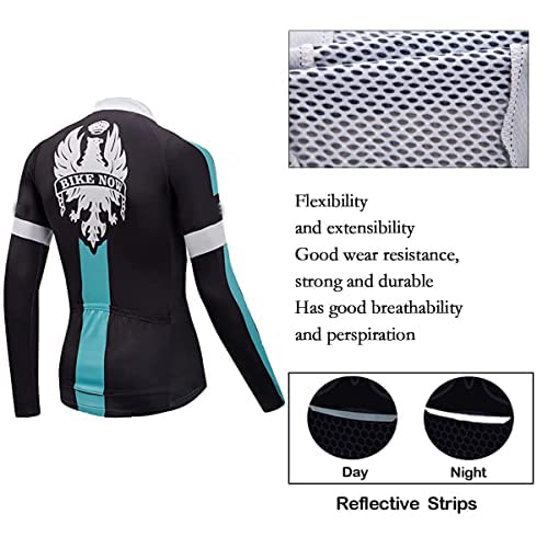 logas Maillot de ciclismo para hombre, manga larga, transpirable, con bolsillo y gel