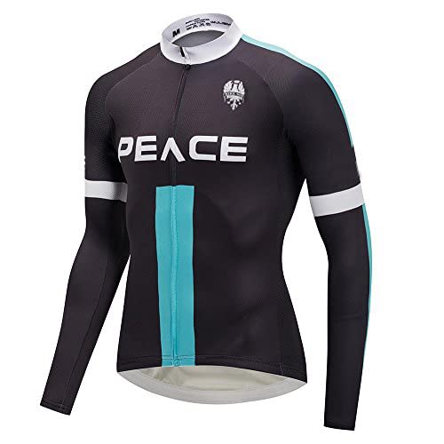 logas Maillot de ciclismo para hombre, manga larga, transpirable, con bolsillo y gel