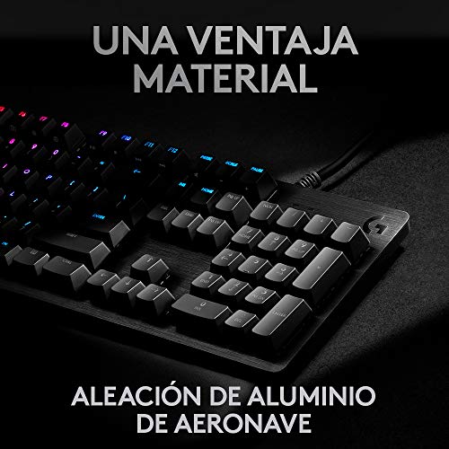 Logitech G512 Teclado Gaming Mecánico, RGB LIGHTSYNC, Teclas retroiluminadas, GX-Táctil Marrón, Aleación de Aluminio, Teclas F Personalizables, Paso de USB, Disposición QWERTY ES - Carbón/Negro