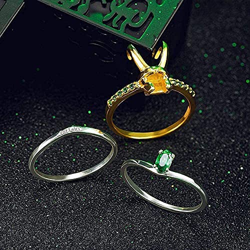 Loki Anillo Thor 3 en uno Thor, casco de superhéroe Thor Loki, 3 unidades, anillos apilables, creativos para hombres y mujeres (Loki 3 en 1 anillo + llavero)