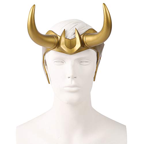 Loki - Casco con cuernos de película Thor Ragnarok Corona nórdica Mitología Halloween disfraz máscara accesorio accesorio para la cabeza, amarillo (loki)