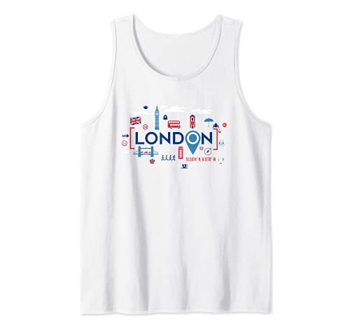 London Icons Inglaterra Reino Unido Travel Souvenir Expat Gift Camiseta sin Mangas