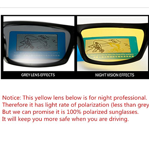 Long Keeper Gafas de sol de Visión Nocturna para Ciclismo Corriendo Pesca de Conducción de Hombres y Mujeres Lente Amarillo