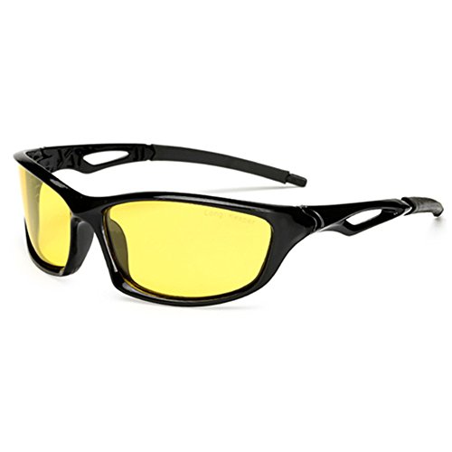 Long Keeper Gafas de sol de Visión Nocturna para Ciclismo Corriendo Pesca de Conducción de Hombres y Mujeres Lente Amarillo