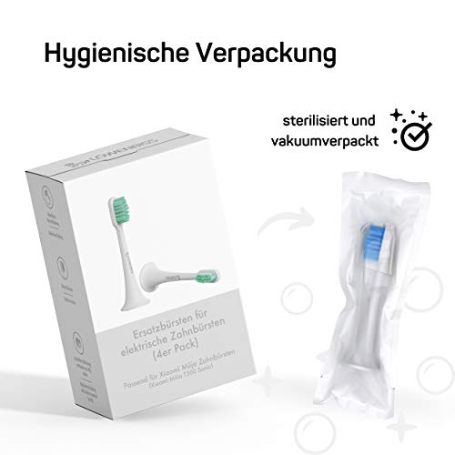 Löwenbiss - Juego de 4 cabezales de cepillo de dientes eléctrico sónico para Mi Xiaomi, cerdas redondeadas para una limpieza agradable de las encías, compatibles con Mi Electric Toothbrush T500 T300