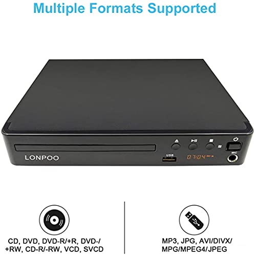 LP-099 Reproductor de DVD (Full HD, HDMI, USB, Multi Region Code Zone Gratis) compatible con DIVX, JPEG y MP3