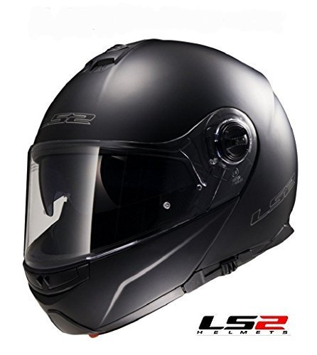 LS2 FF325 Strobe Flip Up Casco de Moto Negro, Blanco, Hi Viz Nuevo para 2019, Hombre, Negro Mate, Medium