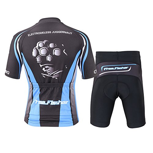 LSHEL Traje Ciclismo Niños para Verano, Ciclismo Maillot y Culotte Ciclismo para Deportes al Aire Libre Ciclo Bicicleta, Azul Negro, 6-7 Años