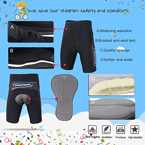 LSHEL Traje Ciclismo Niños para Verano, Ciclismo Maillot y Culotte Ciclismo para Deportes al Aire Libre Ciclo Bicicleta, Azul Negro, 6-7 Años