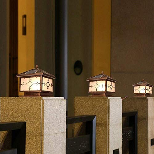 Luces poste jardín, cuadrado chino IP65 Lámpara columna Luz Paisaje exterior Luces césped Exterior Aluminio fundido a prueba lluvia Puerta entrada Luces poste carretera Lámpara noche para patio exte