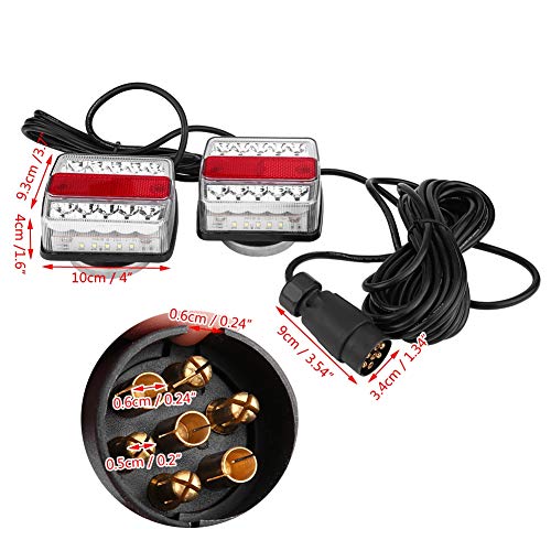 Luces Traseras del Remolque, 2Pcs Luz de Cola LED Magnética con Cable de 10 m,para Camión Remolque Caravana Tractor