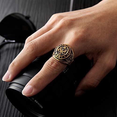 Lucky Meet Anillo para hombre, anillo gitano tallado, anillo de sello vintage, anillos de piedra artificial góticos clásicos clásicos, regalo para él, anillo de acero inoxidable para hombre