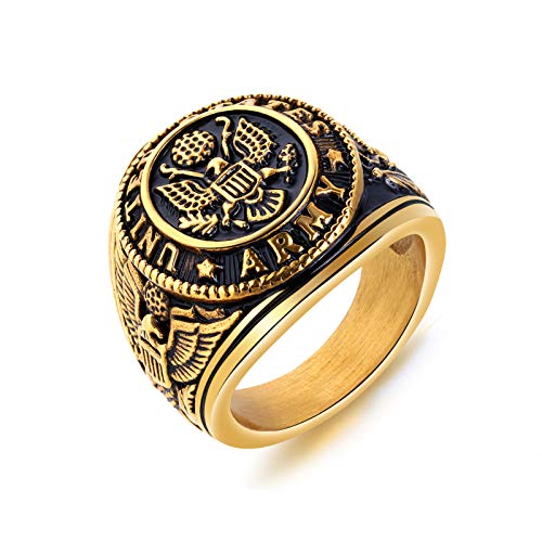 Lucky Meet Anillo para hombre, anillo gitano tallado, anillo de sello vintage, anillos de piedra artificial góticos clásicos clásicos, regalo para él, anillo de acero inoxidable para hombre