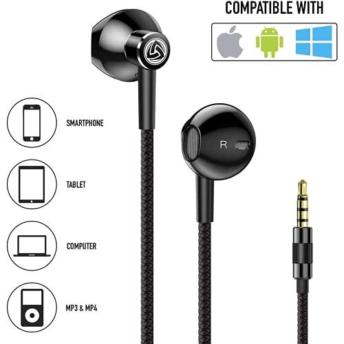 LUDOS SPECTA Auriculares In Ear con Cable y Microfono, Micrófono Universal para Llamadas Claras, Graves Potentes, Sound-Dynamic, Cascos para iPhone, Samsung, Mi, Xiaomi, Huawei, Gaming, Deportivos