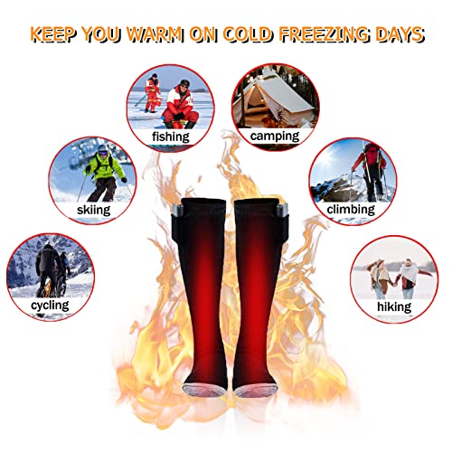 Lukskys Calcetines Calefactables, 4000mAh Calcetines Eléctricos Recargables para Hombre y Mujer con 3 Ajustes De Calefacción hasta 10 Horas para Esquí al Aire Libre Caza Ciclismo