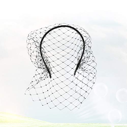 Lurrose diadema velo pelo aro diadema simple elegante tocado de malla para mujer niña (negro)