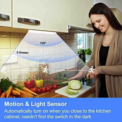 LUXJET 48 LED Luz Armario Con Sensor De Movimiento Y Banda Magnética, iluminación nocturna magnética adhesiva recargable en cualquier lugar, Para Habitaciones De Escaleras cocina