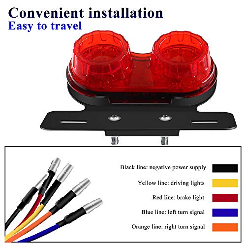 Luz trasera de la motocicleta 40W 40-LED doble integración de luz de freno Señal de giro Luz de conducción Soporte de matrícula Adecuado para Harley (Rojo)