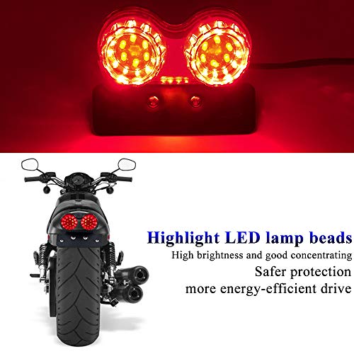 Luz trasera de la motocicleta 40W 40-LED doble integración de luz de freno Señal de giro Luz de conducción Soporte de matrícula Adecuado para Harley (Rojo)