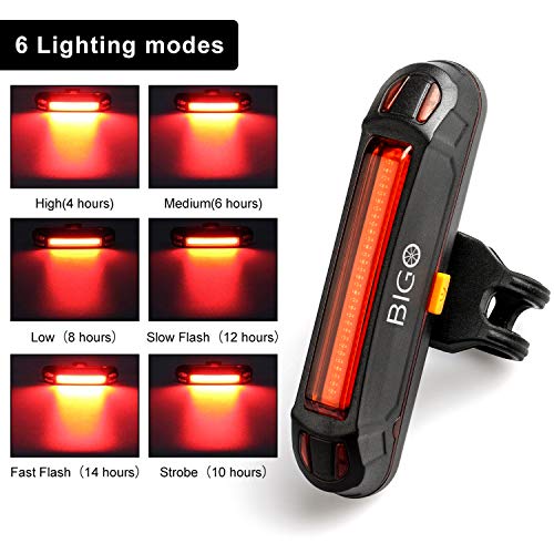 Luz Trasera para Bicicleta Recargable USB, Super Brillante Rojo Luz LED Bici de 100 Lúmenes, Impermeable, 180 ° Faro Trasero Bici para Máxima Seguridad de Ciclismo