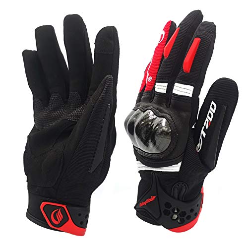 LVNRIDS Guantes de Moto, Guantes de Motocicleta para Hombre Mujer con Proteccion Pantalla Tactil para Motocross Ciclismo ATV BMX MTB Rojo L